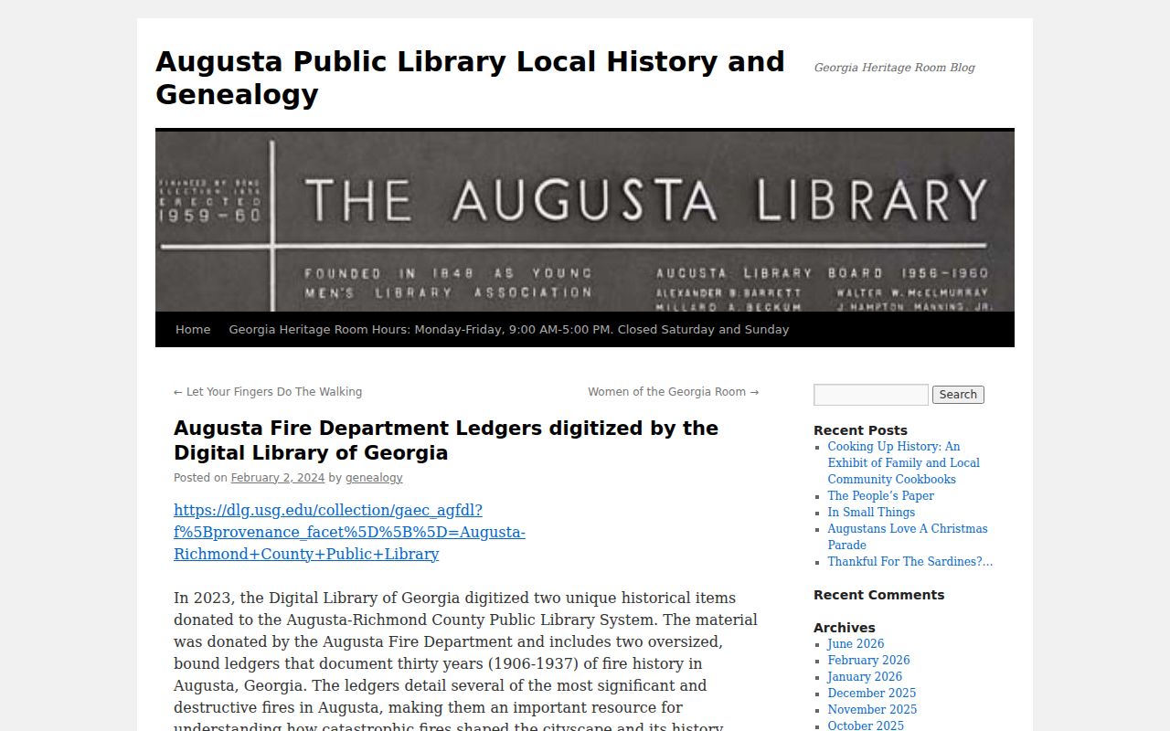 Augusta city directory research with digitized fire department ledgers