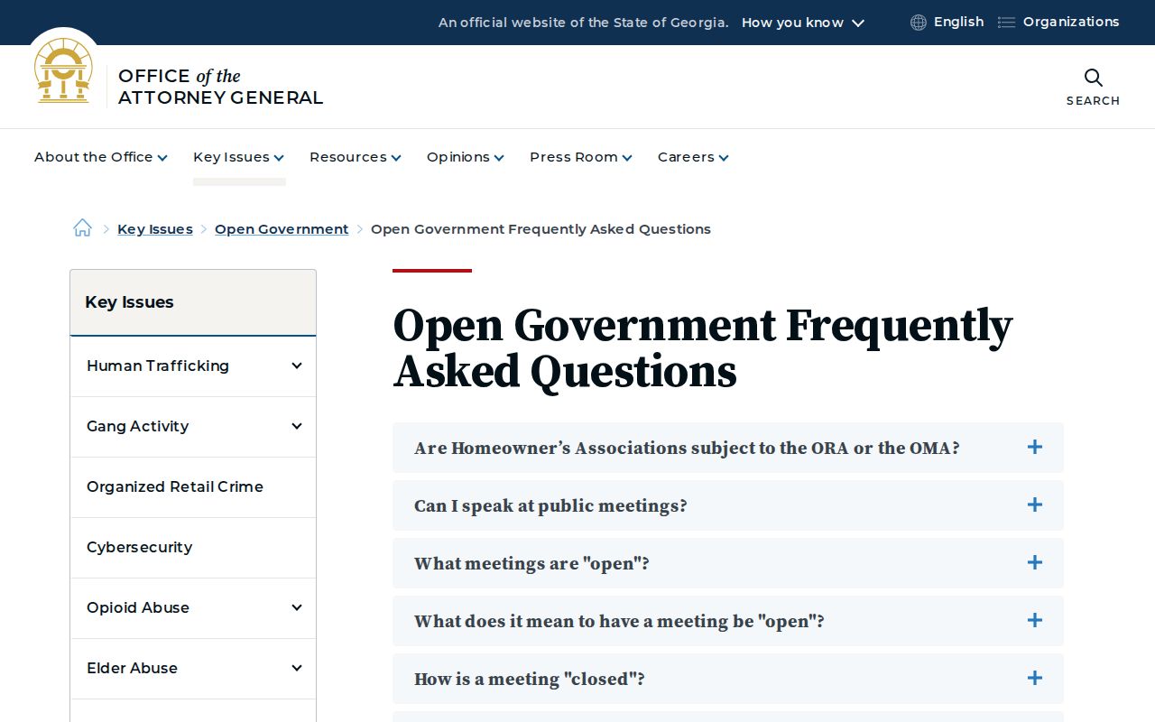 Georgia open government guidance for requesting Augusta public records