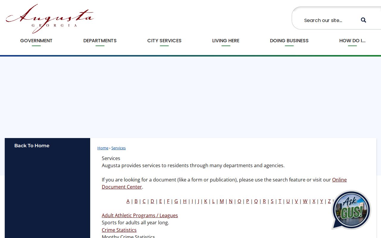Augusta ZIP code directory context from the municipal services index